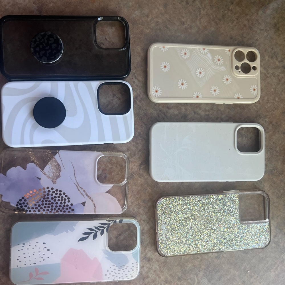 13 pro max iPhone- Stylish Phone Case Set - Black, Cream, White, Purple, Gold